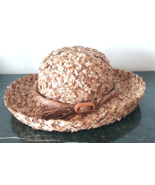 Vintage Liz Claiborne Womens Straw Hat Rattan Wicker Wide Brim Sun Hat - £23.44 GBP