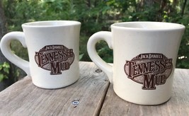 Vintage Pair Jack Daniels Daniel Tennessee Mud Restaurant Ware Coffee Mug Cups - £11.77 GBP