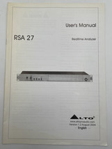 Alto RSA 27 Realtime Analyzer RTA Owners Manual Book User Guide - £11.88 GBP