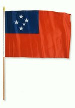 AES 12&quot;x18&quot; Wholesale Lot of 6 Samoa Stick Flag Wood Staff Premium Vivid Color a - $19.88