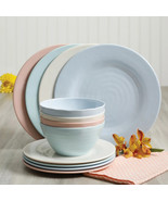 Gibson Home Brist Pastels 12 Piece Melamine Dinnerware Set in Assorted C... - $52.42