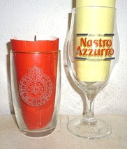 2 Birra Peroni &amp; Nastro Azzuro Roma Italian Beer Glasses - £13.74 GBP