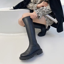 Women&#39;s Long Boots Soft PU Leather Autumn Shoes Thick Soled Platform Fashion Lad - £45.34 GBP