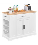 Rolling Kitchen Island Storage Cabinet With 3 Drawers &amp; Open Shelves &amp; D... - £434.52 GBP