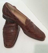 Women’s Vintage Sesto Meucci  Genuine Crocodile Brown  Penny Loafer Flats Sz 7 N - £101.68 GBP