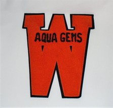 Vintage Letterman Letter Patch Chenille Letter W Aqua Gems Varsity 8 1/2&quot; - £11.83 GBP