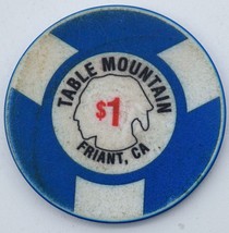 Vintage Casino Chip  $1  Table Mountain Indian Casino, Friant, CA, BlueW... - £3.99 GBP