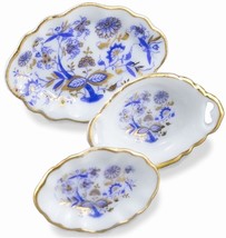 Serving Dishes Gold Blue Onion 1.448/5 Reutter Plate DOLLHOUSE Miniature - £17.43 GBP