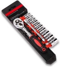 12pcs 1/4 Inch Ratchet Socket Wrench Set, Drive Socket Set with 10 Sockets - $19.34