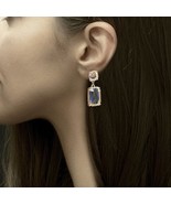 High-quality Cushion Cut Earrings, Glass Stone Dangle Earrings, Iridesce... - £20.05 GBP