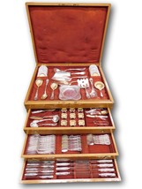 Chrysanthemum Tiffany Sterling Silver Flatware Set Service 255 pcs Fitted Chest - £62,901.59 GBP
