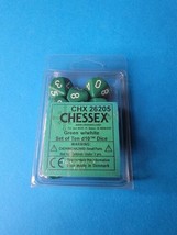 Chessex Opaque Dice d10 Green w/White (10) New - $239.70 MXN