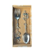 Mackenzie Childs Blueberry Royal Check Jeweled Salad Serving Set Fork Sp... - $85.00