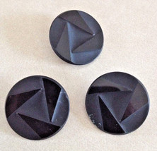 Lot of 3 Vintage Art Deco Faceted Black Glass Shank Buttons 2.75cm - £31.59 GBP