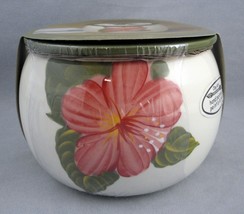 Clay Art Party Dip Chiller Pink Hibiscus Flower Tropical Hand Painted CA11271 - £15.29 GBP