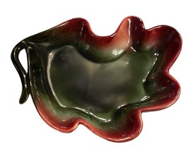 HULL USA Centerpiece Leaf Bowl 85 Burgundy &amp; Green Vintage Pottery - £23.34 GBP