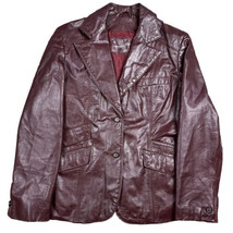 Vintage Etienne Aigner Burgundy Leather Blazer Jacket Womens Sz 12 Taiwan - £35.60 GBP