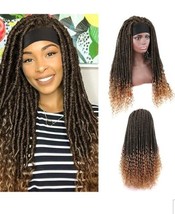 24Inch Goddess Locs Headband Wigs for Black Women Ombre Brown Dreadlock Rolls Tw - £25.04 GBP