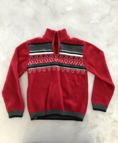 Boys 5T Calvin Klein Jeans 1/4 Zip Red Knit Sweater Jumper  - £6.03 GBP
