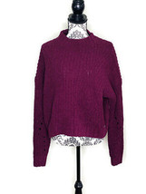 Hollister Size Medium Dark Red Burgundy Chunky Sweater Mock Neck Cropped - £9.72 GBP