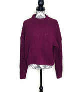Hollister Size Medium Dark Red Burgundy Chunky Sweater Mock Neck Cropped - £9.63 GBP