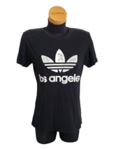 Adidas Shirt Womens Large Los Angeles Black Graphic Short Sleeve Old School - £14.13 GBP