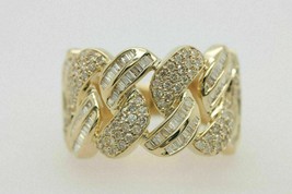 2CT Redondo Imitación Diamante Cubano Eslabón Estilo Hombres Anillo 14K Dorado - £111.41 GBP