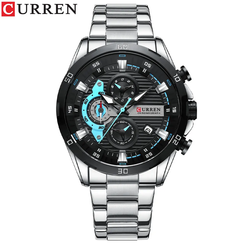 Watch CURREN Men&#39;s Fashion Waterproof   Wristwatch  Stainless Steel Clock With   - £51.82 GBP