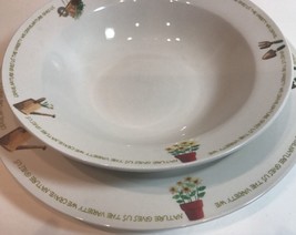 Thomson Pottery MY GARDEN Chop Plate/Platter & Vegetable Bowl-2 Pc. Hostess Set - £38.15 GBP