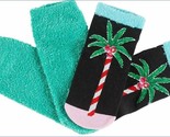 NEW HUE 2-pack Holiday Christmas Palm Tree Footsie no show soft Socks Gi... - $3.98