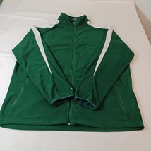 Holloway Men&#39;s Green &amp; White Fleece Full Zip Pockets Jacket Long Sleeve ... - €16,94 EUR
