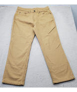 CAT Pants Mens 34/29 Tan Fleece Lined Double Stitch 5 Pockets Low Waist ... - $27.73