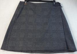 Vince Camuto Skirt Womens Size 8 Gray Plaid Polyester Flat Front Back Zipper - £16.59 GBP