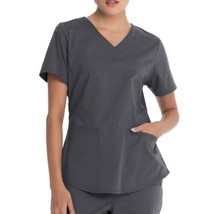 Scrubstar Womens Core Essentials Stretch V Neck Scrub Top Medium Pewter Gray New - £7.98 GBP