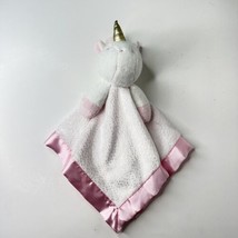 Unicorn Lovey Plush Security Blanket Baby Cloud Island Pink Satin Trim 14x14 - £15.09 GBP