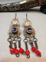 Ancient Berber silver earrings from Morocco, Berber silver coins earring... - £110.73 GBP