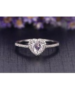 1.10Ct Heart Cut CZ 925 Sterling Silver Halo Wedding Engagement Valentin... - $137.93 CAD