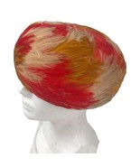 Vintage Gay Paree Originals Women&#39;s Red Gold Pheasant Feather Pillbox Hat - £29.07 GBP