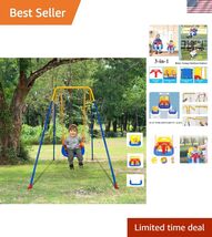 Indoor/Outdoor Baby Swing with Foldable Metal Stand, Kids Swing Seat for... - $142.10