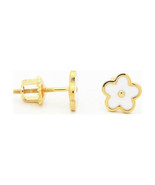 Fronay Cream Daisy Flower Screwback Stud Earrings in Sterling Silver - $45.13 CAD
