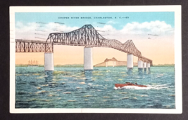 Cooper River Cantilever Bridge Charleston South Carolina SC Postcard c1930s - $5.99