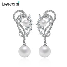 LUOTEEMI Exquisite Silver Color Waterdrop Dangle  Earrings for Wedding Dazzling  - £15.68 GBP