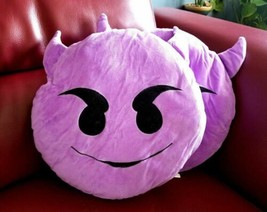 Two Fun Plush Evil Emoji Emoticon Halloween Purple Pillows For Dorms &amp; Gag Gifts - £32.01 GBP