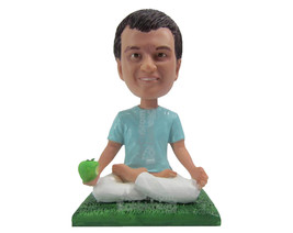 Custom Bobblehead Attractive Male Doing Yoga With A Healthy Apple In Hand - Spor - £70.74 GBP