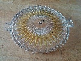 Walther Glas Lovely CLEAN/YELLOW Crystal 12&quot; Cake DISH-UNUSED-TAGS On Got Wet - $24.00