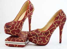 Red crystal  High heels with matching bag - £146.09 GBP