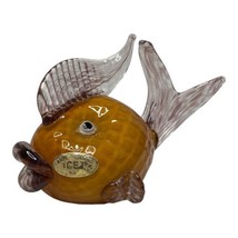 Vintage Art Glass Figurine Fish Icet Arte Murano Venezuela Gold Purple Lips Fins - £48.58 GBP