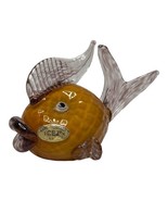 VINTAGE ART GLASS FIGURINE FISH ICET ARTE MURANO VENEZUELA GOLD PURPLE L... - $83.30 CAD