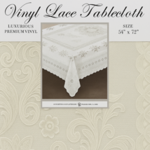 Vinyl Crochet   Lace Tablecloth 54x72 Ivory Durable Wipeable Decorative ... - $16.82