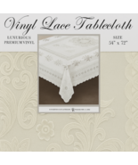 Vinyl Crochet   Lace Tablecloth 54x72 Ivory Durable Wipeable Decorative ... - $16.82